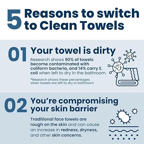 Clean Skin Club Clean Towels XL™, 100% USDA Biobased Face Towel, Disposable Face Towelette, Eczema Association Accepted, Makeup Remover Dry Wipes, Ultra Soft, 50 Ct, 1 Pack - Image 3