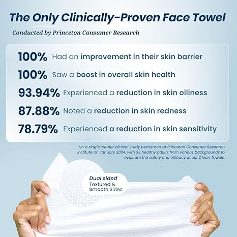 Clean Skin Club Clean Towels XL™, 100% USDA Biobased Face Towel, Disposable Face Towelette, Eczema Association Accepted, Makeup Remover Dry Wipes, Ultra Soft, 50 Ct, 1 Pack - Image 4
