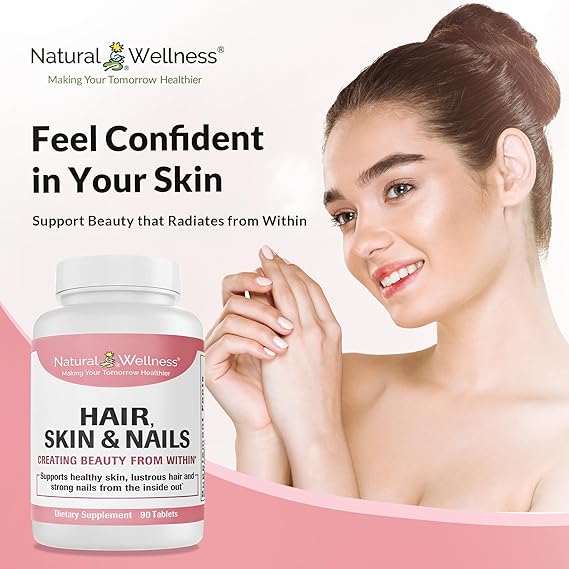 Natural Wellness Hair, Skin & Nails – Supports Hair Growth, Strong Nails, and Radiant Skin – 90 Tablets, 1-Month Supply - Image 3